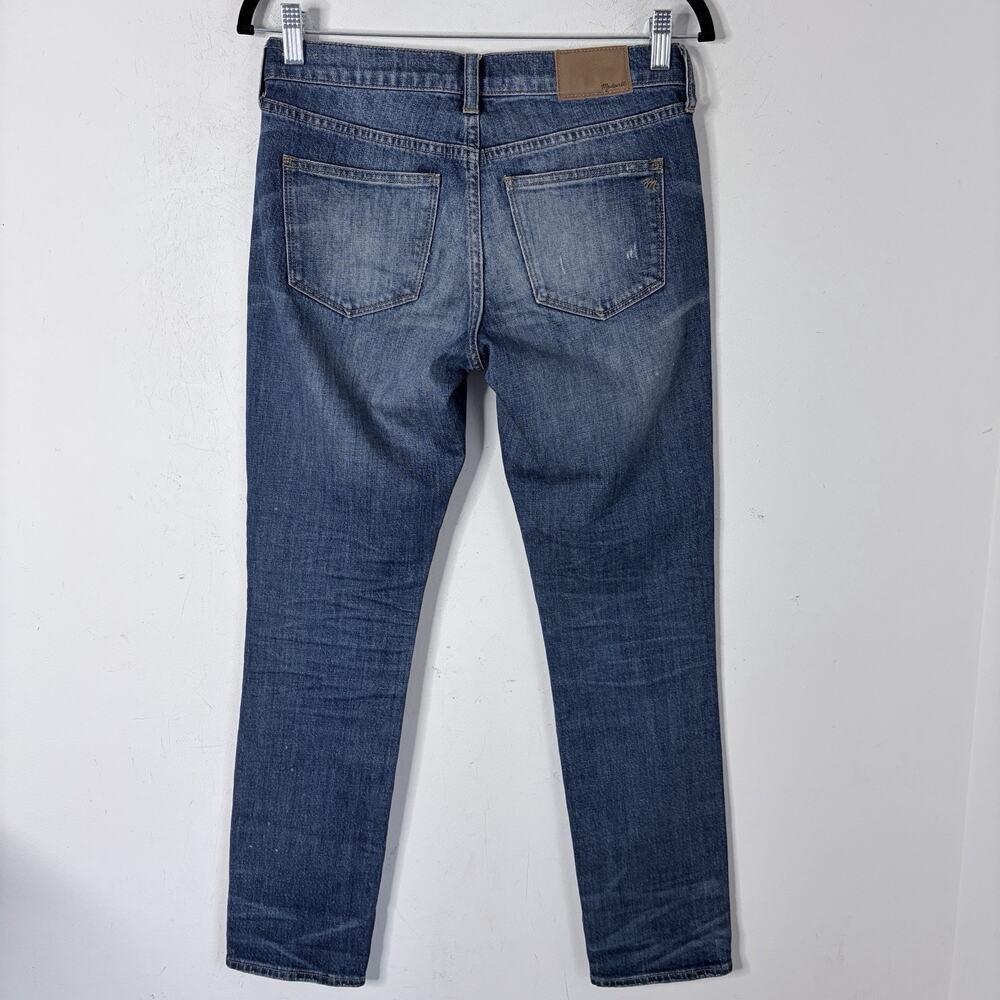 Madewell Women's Jeans 24 Slim Boyjean Distressed Med Wash Denim E0269 Low Rise - Picture 4 of 8